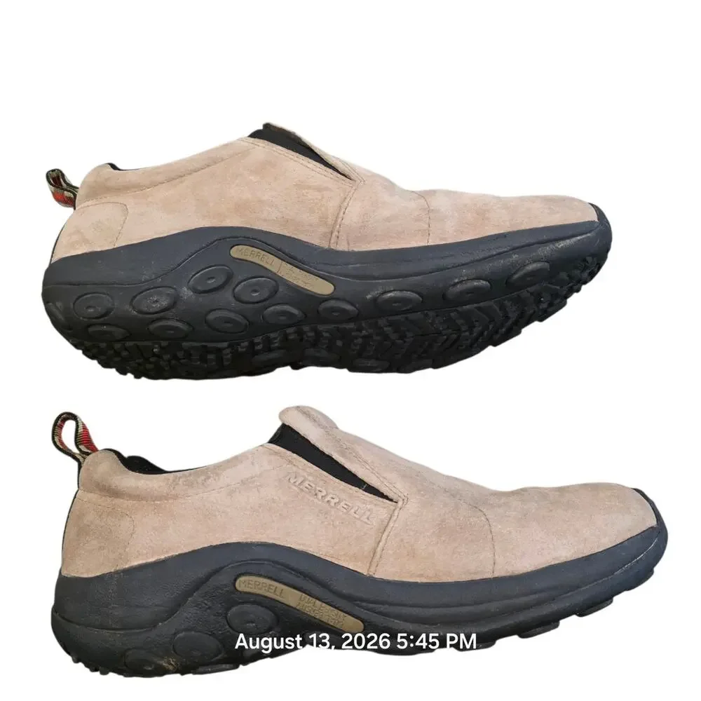 Merrell Jungle Moc Shoes Classic Tan Beige Suede Slip-on Comfort Men Sz 11 US
